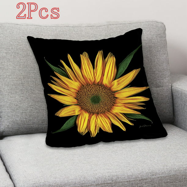 Cover Pillow Decorative Waist Sunflower Cushion Sofa Home Stylish Cotton Case 